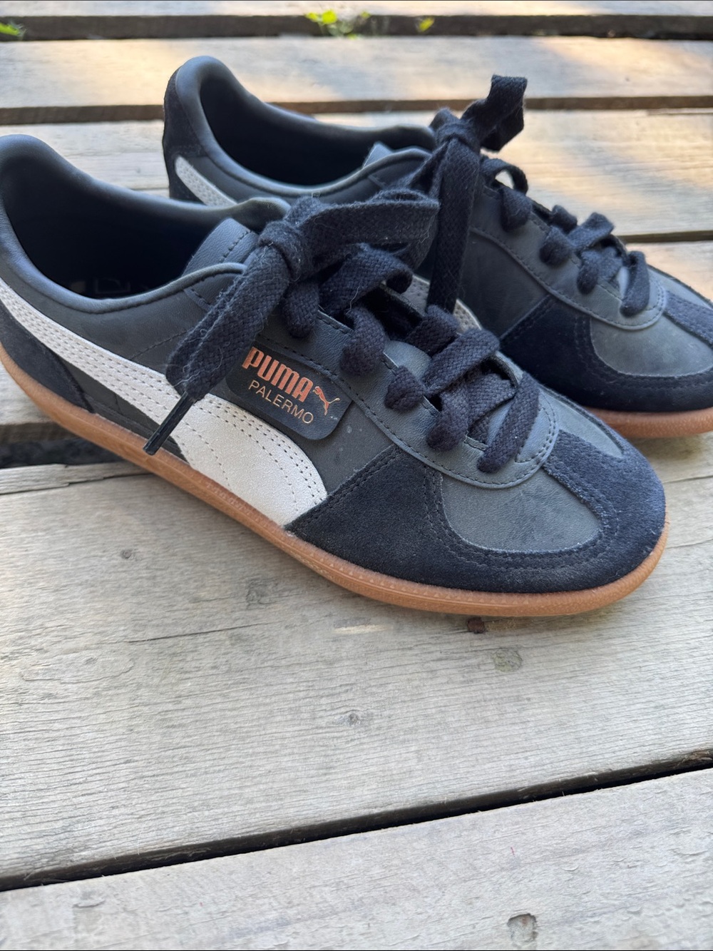 Puma Kids Palermo Black and White Low-Top Sneakers unisex size 5.5 big kid